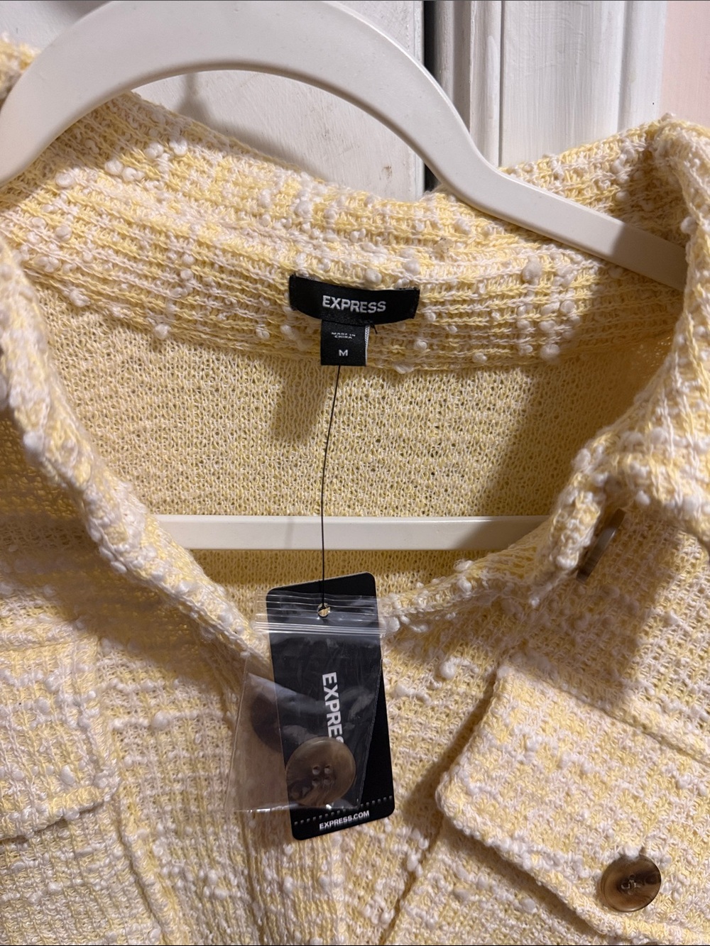 Express Yellow Boucle Tweed Jacket - Picture 2 of 3